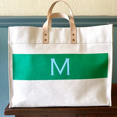 Classic Monogram Personalized Large Canvas Tote Bag – Sockprints