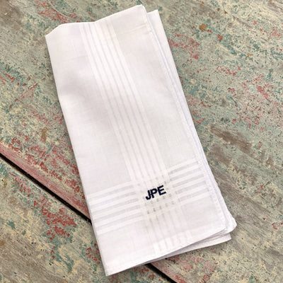 Embroidered Monogram Mens Handkerchief