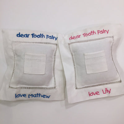 Embroidered Linen Tooth Fairy Pillow
