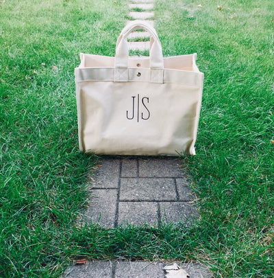 Embroidered Monogram Utility Canvas Field Bag