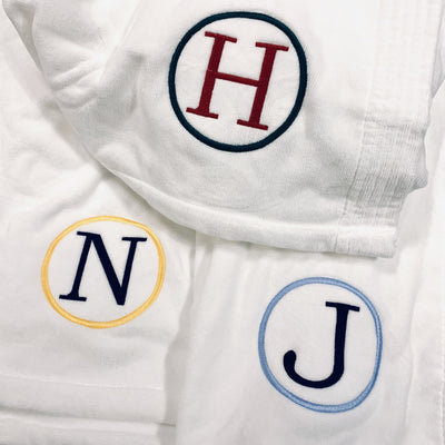 Embroidered Monogram Wrap Towel White Graduation Gift